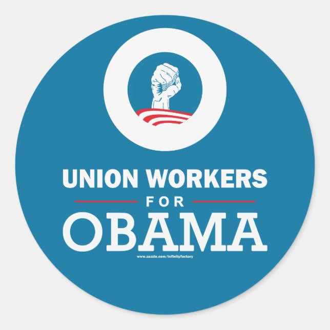 Union Workers for Obama Classic Round Sticker (Front)