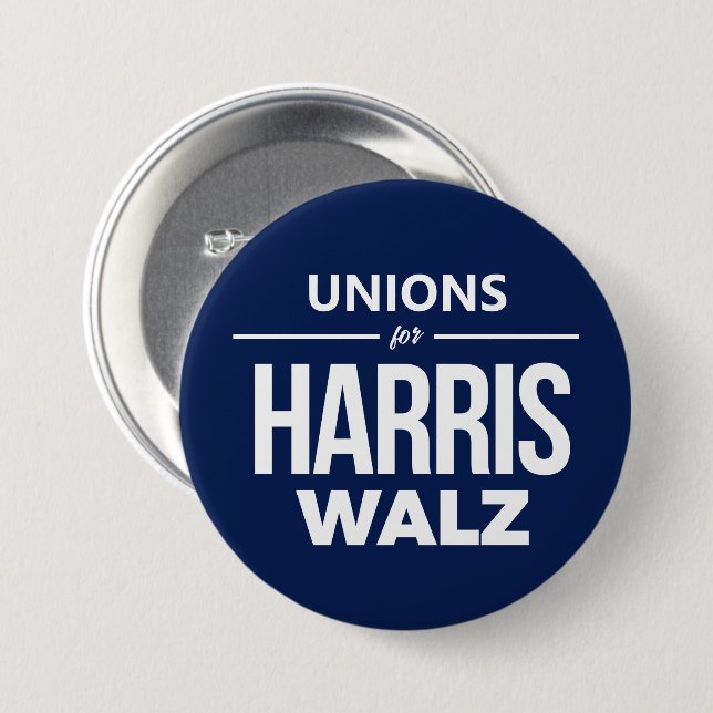 Unions for Harris Walz 7.5 Cm Round Badge (Front & Back)