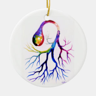Unipolar neuron ceramic ornament