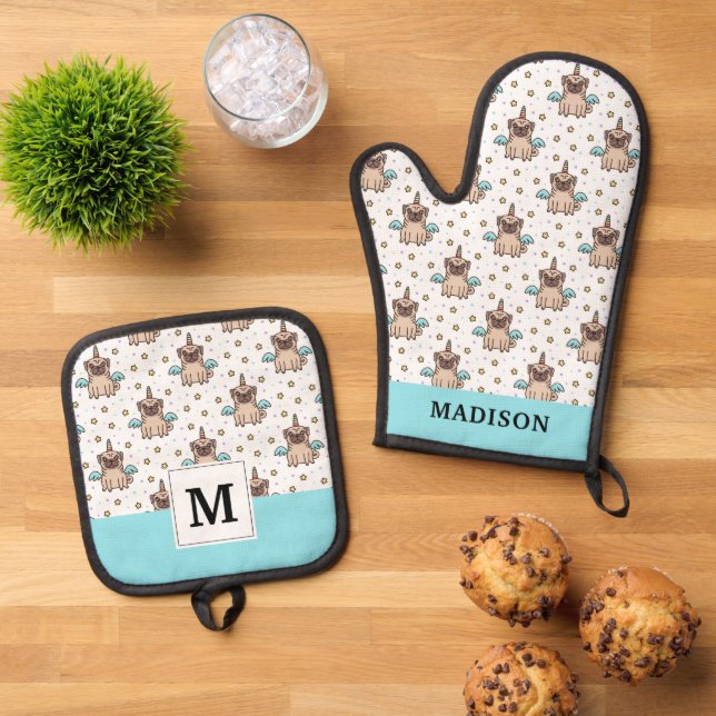 Unipug Pattern Oven Mitt & Pot Holder Set (Top Down)