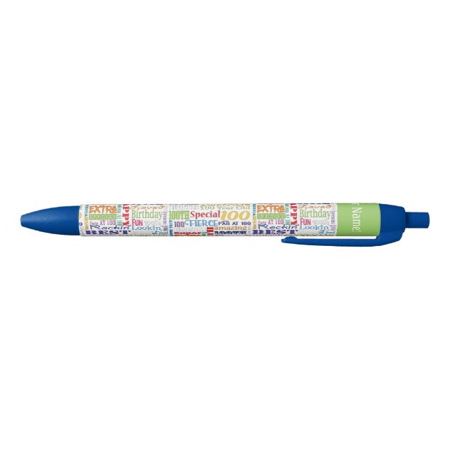Unique 100th Birthday Party Personalised Gifts Blue Ink Pen (Bottom)