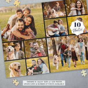 Unique 10 Photo Collage Simple Black Jigsaw Puzzle