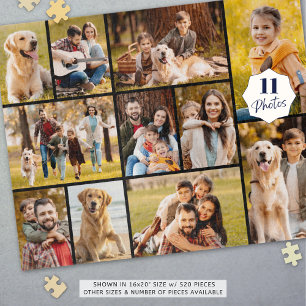 Unique 11 Photo Collage Minimalist Simple Black Jigsaw Puzzle