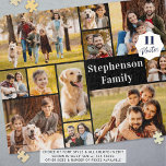 Unique 11 Photo Collage Simple Personalised Jigsaw Puzzle<br><div class="desc">Create your own unique and fun photo puzzle utilising this easy-to-upload photo collage template featuring 11 pictures in various shapes and sizes, both horizontal and vertical, to accommodate a wide range of subjects. Personalise with a family or individual's name, title or other custom text in your choice of font styles...</div>