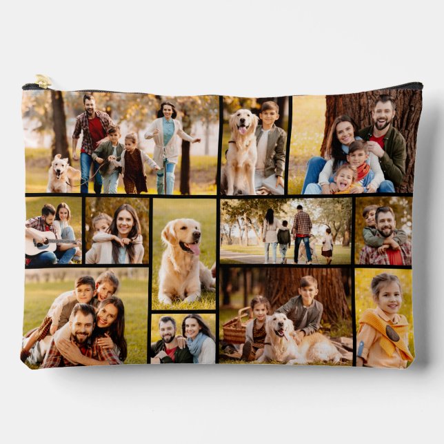 Unique 12 Photo Collage Minimalist Simple Accessory Pouch (Front)