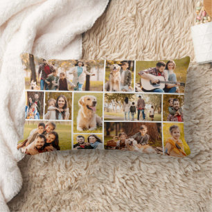 Unique 12 Photo Collage Minimalist Simple Lumbar Cushion
