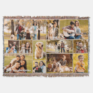 Unique 12 Photo Collage Name Simple Throw Blanket