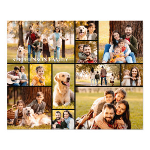 Unique 12 Photo Collage Simple Family Name