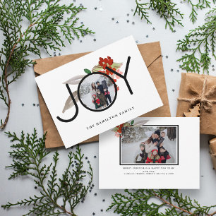 Unique 2 Photo Joy Merry Christmas Holiday Card