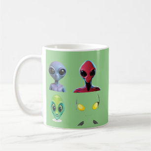 Unique 3D Alien Face Design Coffee Mug