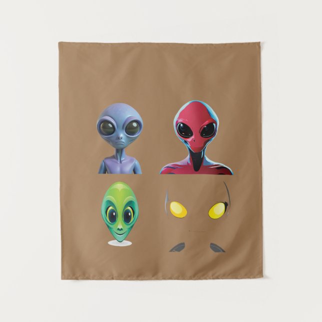 Unique 3D Alien Face Design  Tapestry (Front)