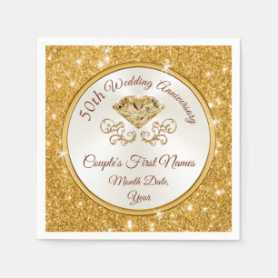 Unique 50th Anniversary Napkins Beverage, Lunch