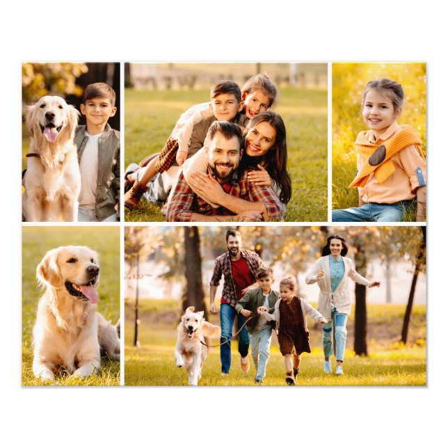 Unique 5 Photo Collage Simple White Print (Front)