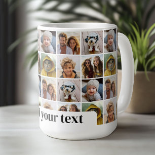 Unique 6 Photo Collage Pattern with text block Coffee Mug