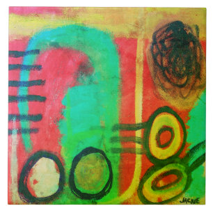Unique Abstract Acrylic Painting Ceramic Tile
