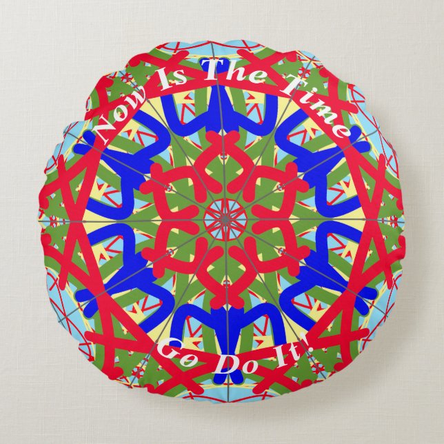 Unique Abstract Colourful Mandala Round Cushion (Front)