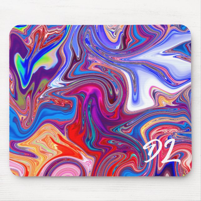 Unique Abstract Colourful Marble Liquid  Mousepad (Front)
