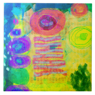 Unique Abstract Digital Painting Ceramic Tile