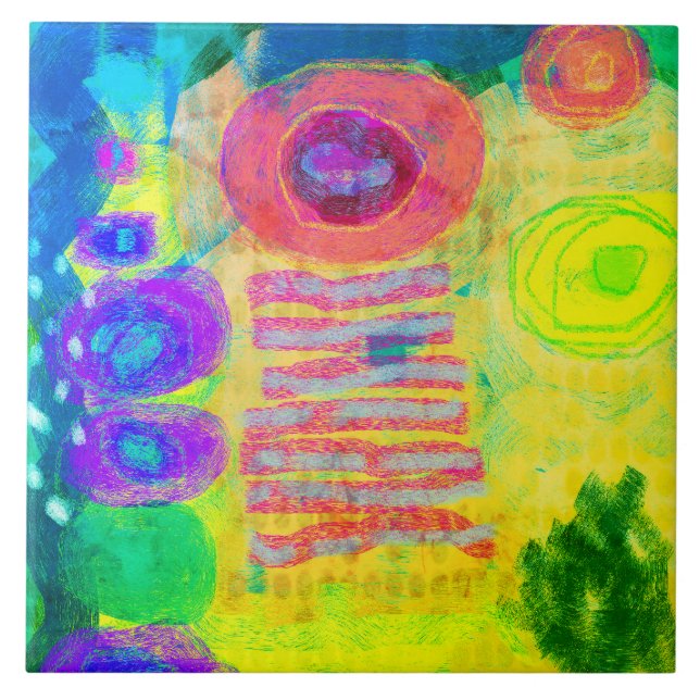 Unique Abstract Digital Painting Ceramic Tile (Front)