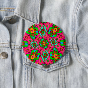 Unique Abstract Flowers Pattern 10 Cm Round Badge