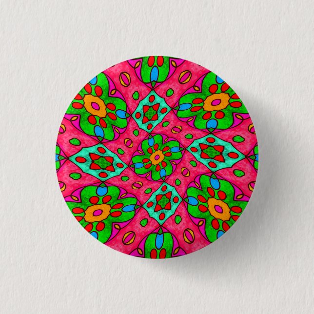 Unique Abstract Flowers Pattern 3 Cm Round Badge (Front)