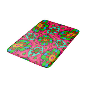 Unique Abstract Flowers Pattern Bath Mat