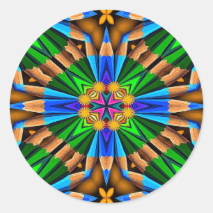 Unique Abstract Flowers Pattern Classic Round Sticker