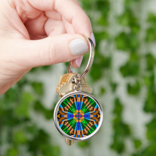 Unique Abstract Flowers Pattern Key Ring