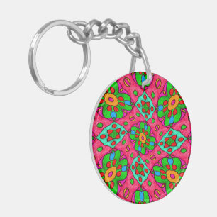 Unique Abstract Flowers Pattern Key Ring