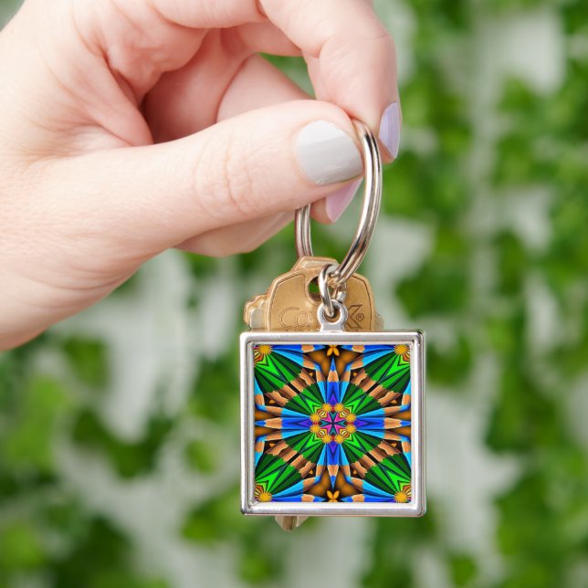 Unique Abstract Flowers Pattern Key Ring (Hand)