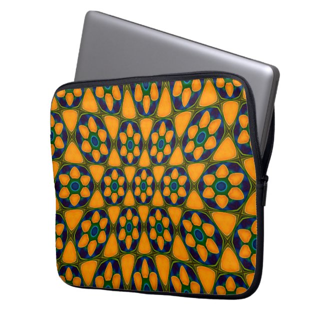 Unique Abstract Flowers Pattern Laptop Sleeve (Front Left)