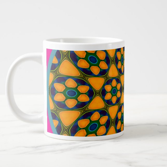 Unique Abstract Flowers Pattern Large Coffee Mug (Left)