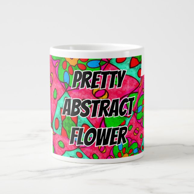 Unique Abstract Flowers Pattern Large Coffee Mug (Front)