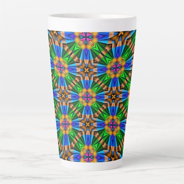 Unique Abstract Flowers Pattern Latte Mug (Front)