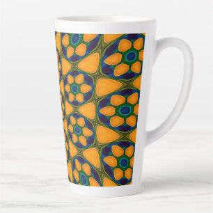 Unique Abstract Flowers Pattern Latte Mug
