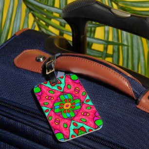 Unique Abstract Flowers Pattern Luggage Tag