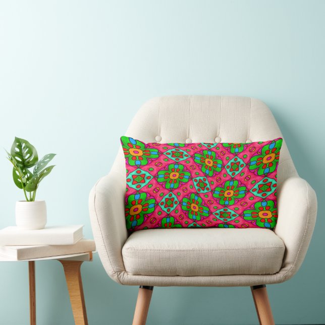 Unique Abstract Flowers Pattern Lumbar Cushion (Chair)