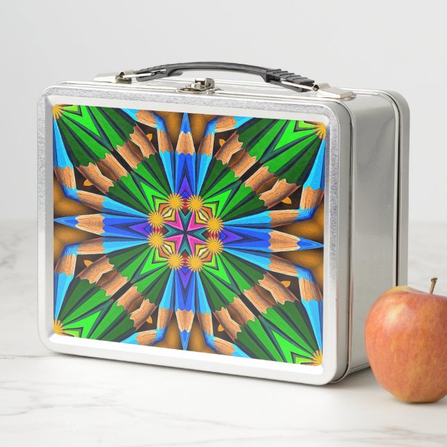 Unique Abstract Flowers Pattern Metal Lunch Box (In Situ)