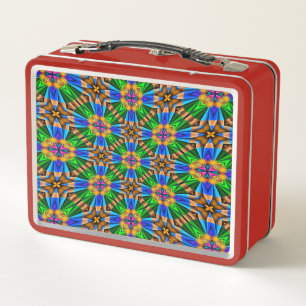Unique Abstract Flowers Pattern Metal Lunch Box