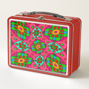 Unique Abstract Flowers Pattern Metal Lunch Box
