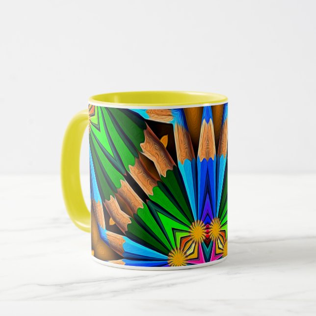 Unique Abstract Flowers Pattern Mug (Front Left)