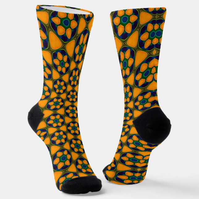 Unique Abstract Flowers Pattern Socks (Angled)