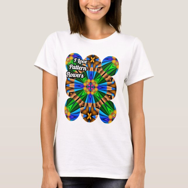 Unique Abstract Flowers Pattern T-Shirt (Front)