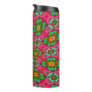 Unique Abstract Flowers Pattern Thermal Tumbler