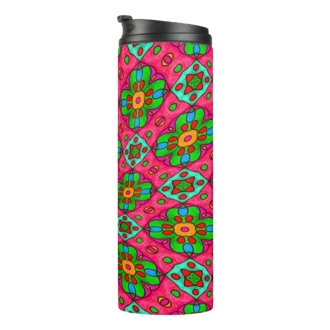 Unique Abstract Flowers Pattern Thermal Tumbler (Rotated Right)