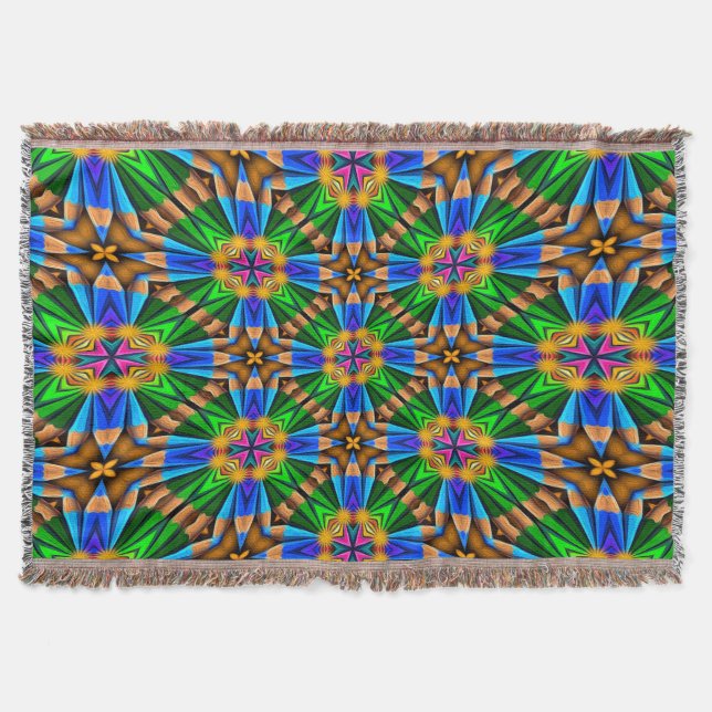 Unique Abstract Flowers Pattern Throw Blanket (Front)