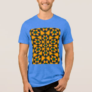 Unique Abstract Flowers Pattern Tri-Blend Shirt