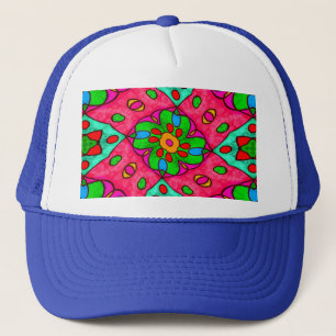 Unique Abstract Flowers Pattern Trucker Hat