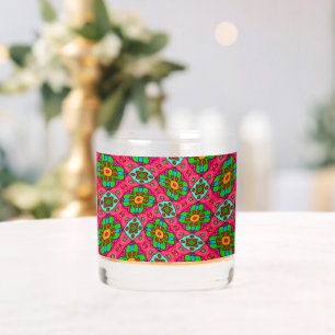 Unique Abstract Flowers Pattern Whiskey Glass