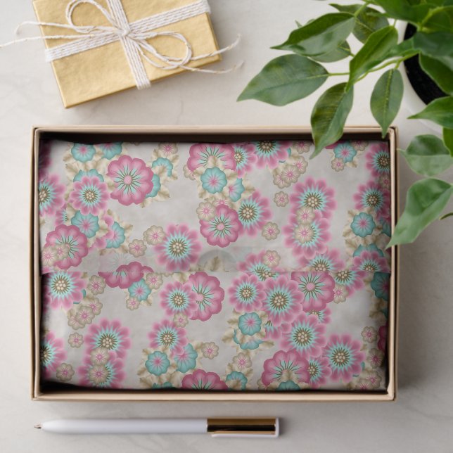 Unique Abstract Japanese Flowers Art Pattern Tissue Paper (Gift)
